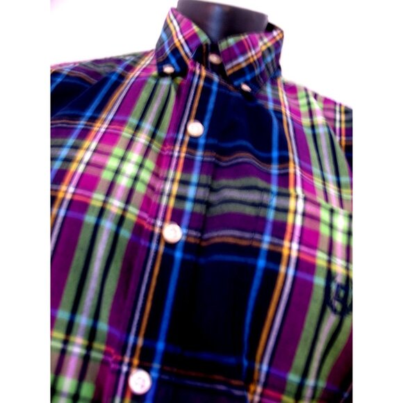 Chaps Blue/Green/Purple Cotton/Polyester Long Sleeve Shirt Men's Size Medium - Picture 3 of 14